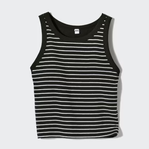 Uniqlo Crop Striped Sleeveless Tank Top - Picture 1 of 5